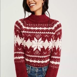 Dark Red Fair Isle Sweater mock neck